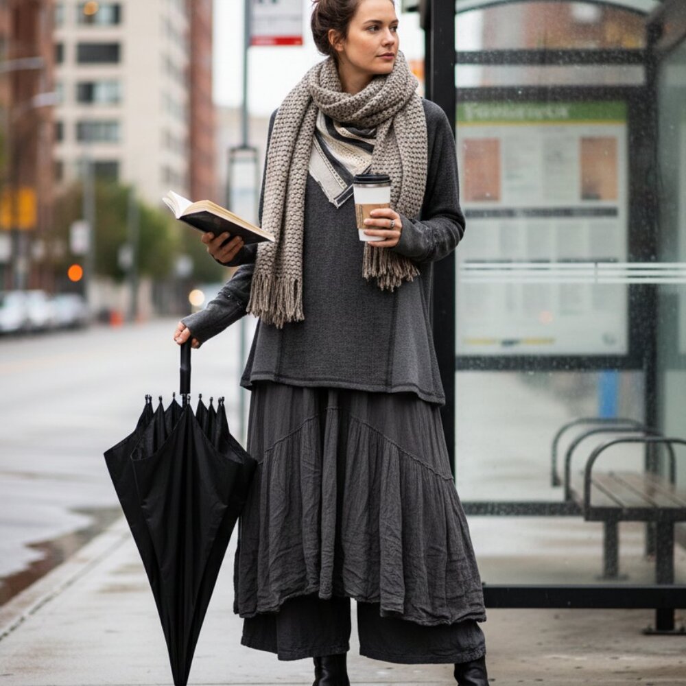 Maurices Dark Charcoal Layered Long Sleeve Top